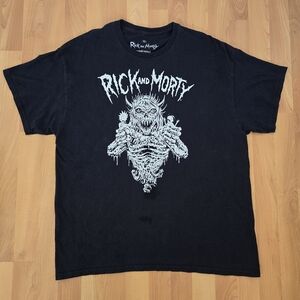 Rick and Morty Black Graphic Cotton T-Shirt Size XL Horror Grunge Streetwear